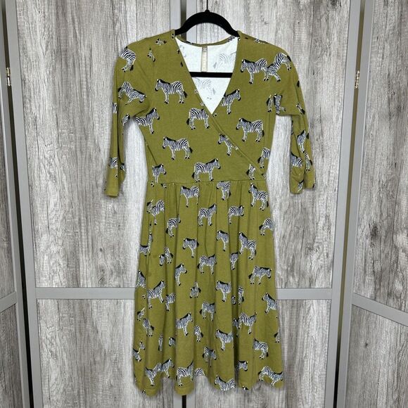 Mata Traders Dress Zebra Print Short V Neck Cotton Size XS - Picture 1 of 7